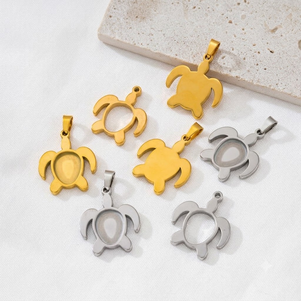 Bezels Set Pendant - 5 piezas/lote de bases de acero
