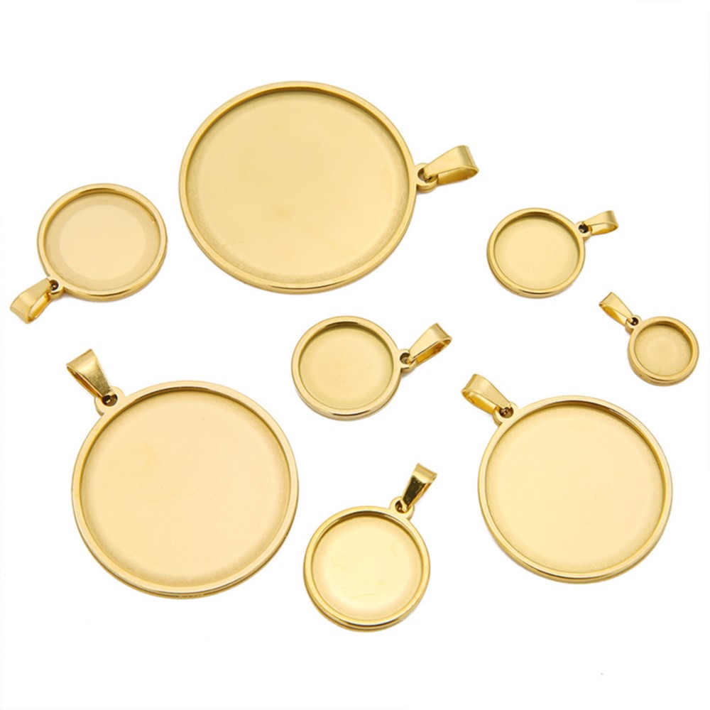 Cabujón redondo de acero inoxi - Bezels Set Pendant reseña y precio
